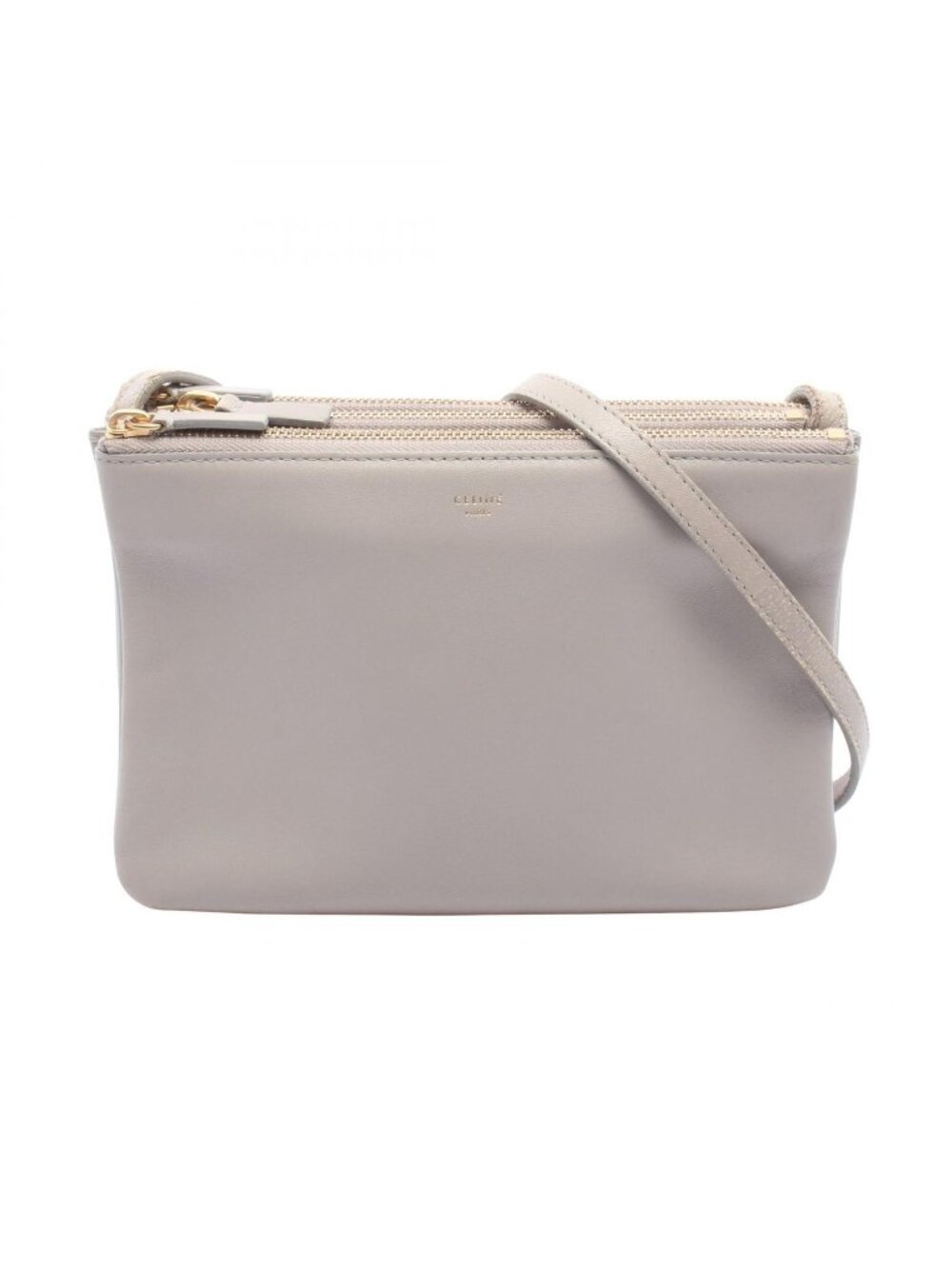 Celine Shoulder Bag Trio Small Light Gray Leather